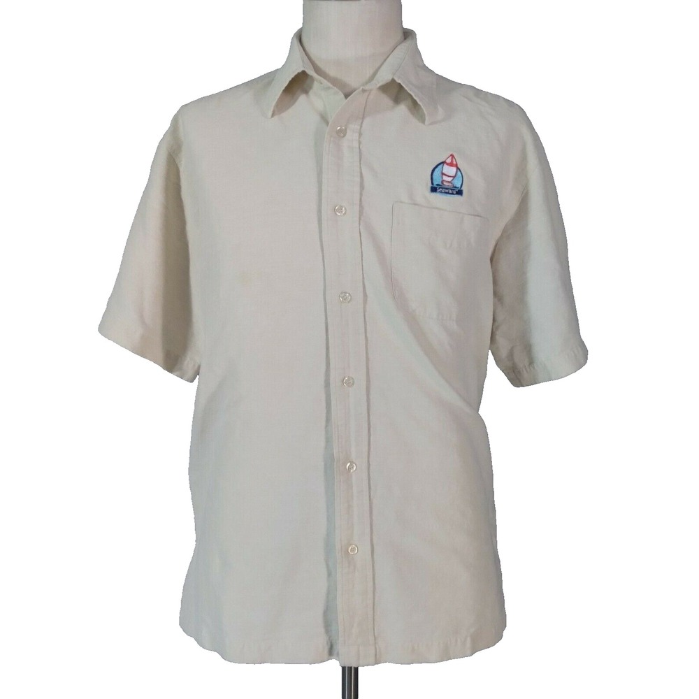 Port Authority Men XL Ivory Seaward Silk Short Sleeve Aloha Lounge Shirt